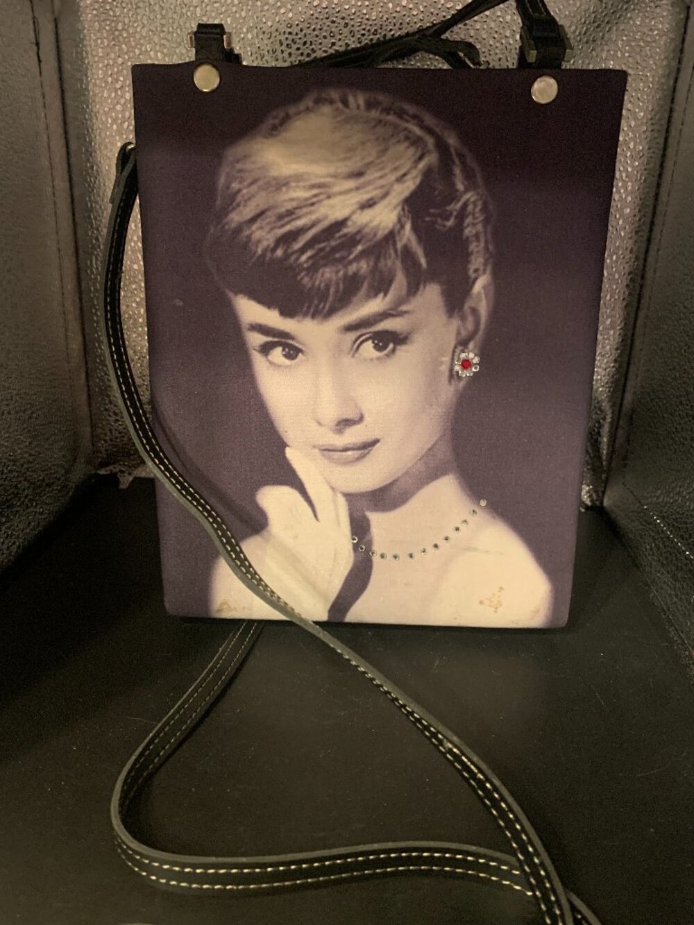 Audrey Hepburn Black and White Shoulder Handbag  SELLING AS IS